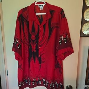 DNLA Sport Red Tribal Print Men's Shirt